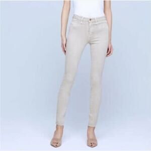 L'AGENCE Marguerite Skinny Cream Corduroy Pants Size: 25